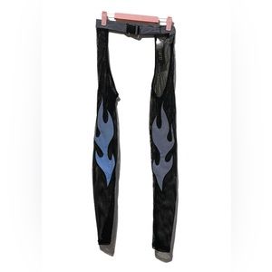 Club Exx Mark of the Beast Reflective Chaps Sz XS Black Fishnet Stretch NWT